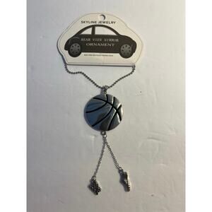Basketball Pendant 2 Charms, Ornament, Rearview Mirror Ornament, Skyline Jewelry
